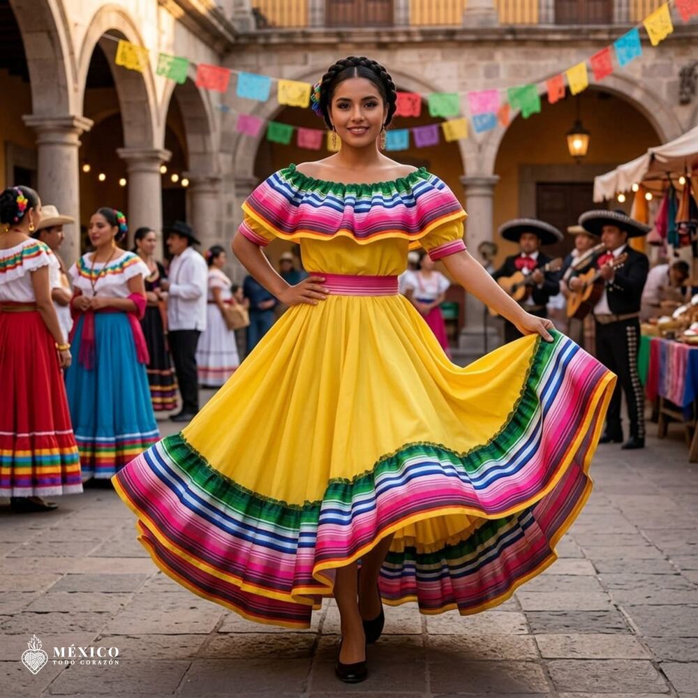 Mexican day of the dead set sarape style skirt and blouse Mexico todo Corazon